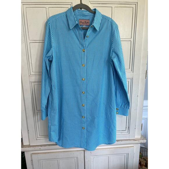 Grace Baker size XL button down shirt dress with pockets - Picture 1 of 6
